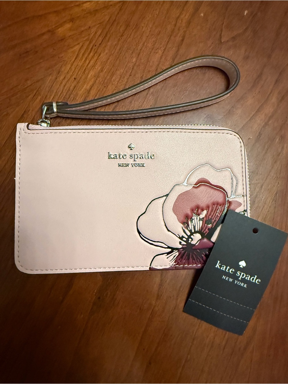 kate spade Blush Pink Floral Leather Wristlet